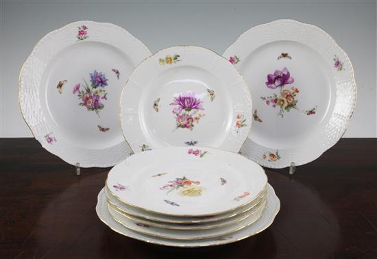 Eight Berlin porcelain plates, late 19th/early 20th century, 24.5cm and 21cm